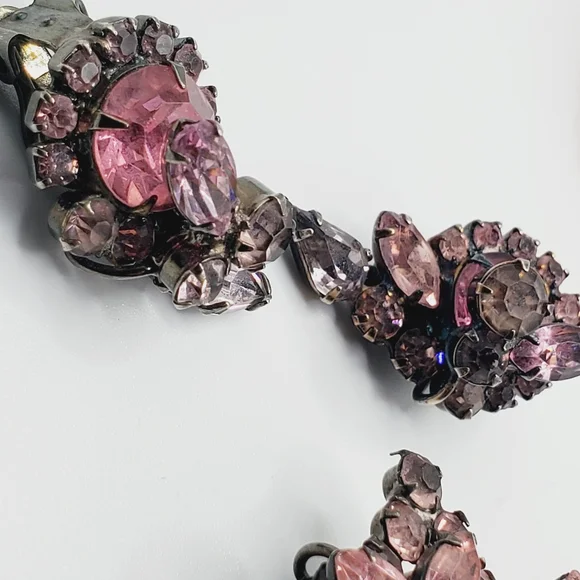 Juliana Delizza & Elster PINK D&E RARE brooch and earrings set pendant vintage - Picture 8 of 10
